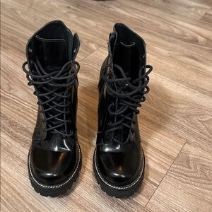 Jeffrey Campbell Shiny Black Combat Boots